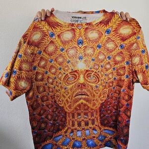Psychedelic All-Over Print OVERSOUL Tee – Size XL